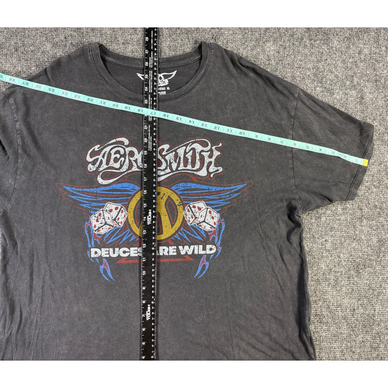 Aerosmith Deuces Are Wild T Shirt Mens Xl 2023 Faded Black Graphic Band Tee — image 3 of 6